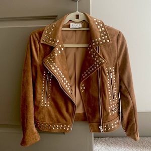 Camel suede studded jacket